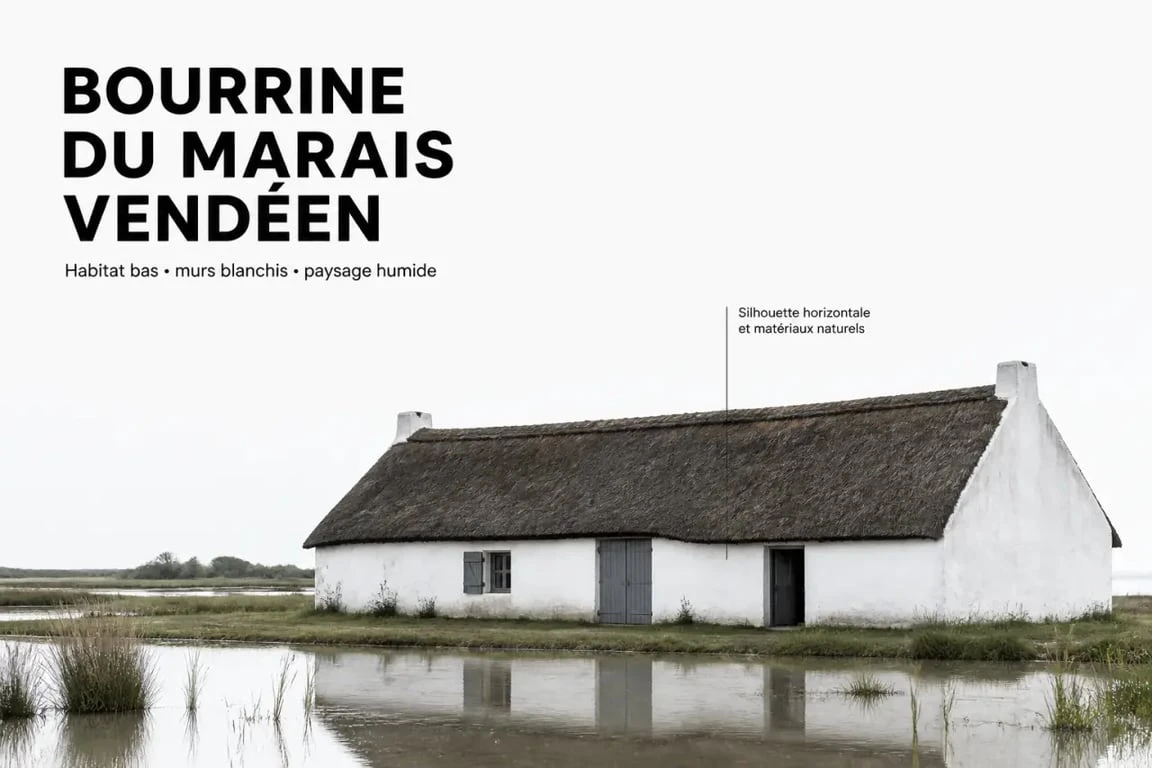 Bourrine, maison traditionnelle vendéenne du Marais vendéen