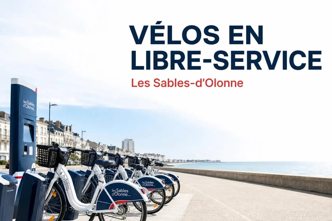 Vélo les Sables d Olonne : station de vélos électriques en libre-service sur le front de mer