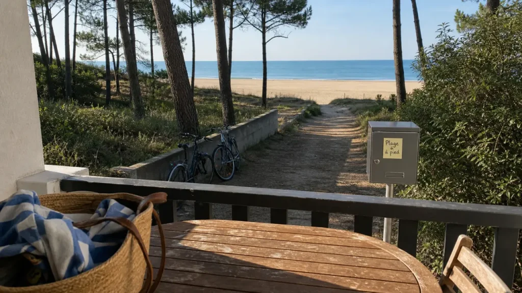 Locations vacances Vendée bord de mer : plage à pied depuis la pinède