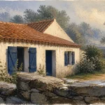 Maison traditionnelle vendéenne : murs blancs, tuiles corail, bocage