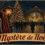 mystere de noel puy du fou : sapins illuminés et scène de Nativité