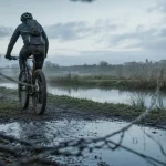 Randonnée vtt vendée : cycliste dans le marais poitevin au bord des canaux