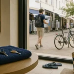 Résidence vacances vendée : clés et serviette près d’une baie vitrée