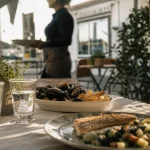 Restaurant bouin en terrasse : moules frites et poisson