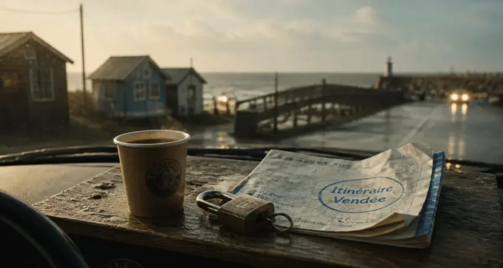 Tourisme Vendée : port vendéen et mer Atlantique brumeuse