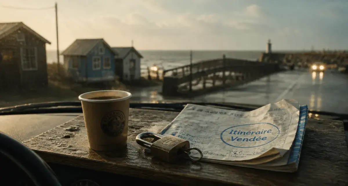 Tourisme Vendée : port vendéen et mer Atlantique brumeuse