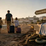 Vacances scolaire Vendée : famille sur la digue au bord de mer