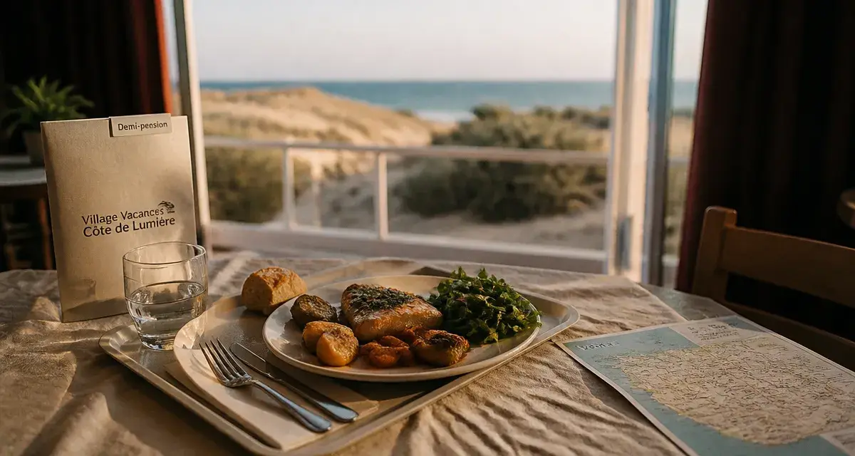 Village vacances Vendée demi pension : dîner en salle face à la mer