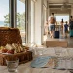 Village vacances Vendée en pension complète : repas près de la baie vitrée et plage