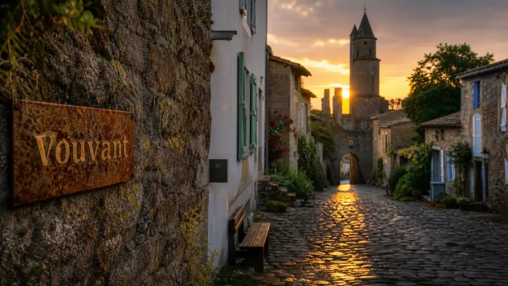 Villages de Vendée : ruelles de Vouvant au bocage
