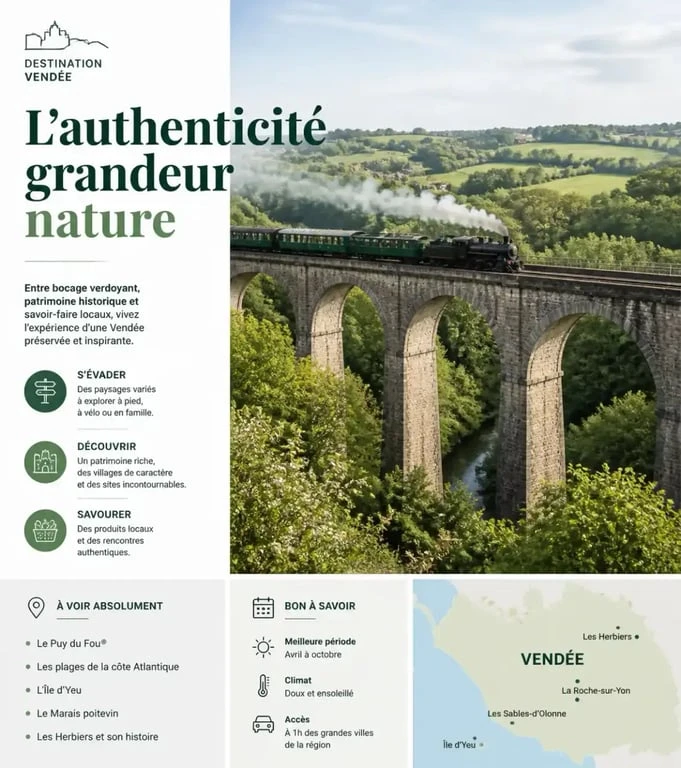 Train restaurant traversant le viaduc de Barbin en Vendée