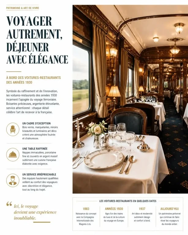 Intérieur luxueux du train restaurant en Vendée