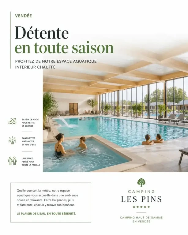 Camping Vendée avec piscine couverte chauffée pour des vacances en famille