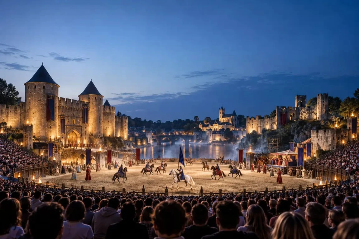 Spectacles du Puy du Fou dans une grande tribune historique