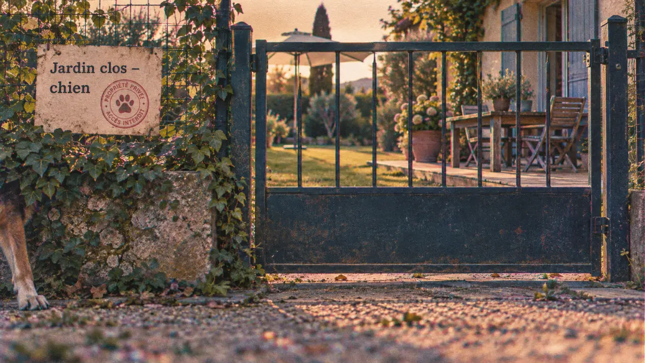 Location vacances chien jardin clos : entrée et jardin clôturé