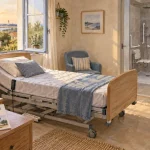 Chambre d’une location vacances avec lit médicalisé Vendée, accessible
