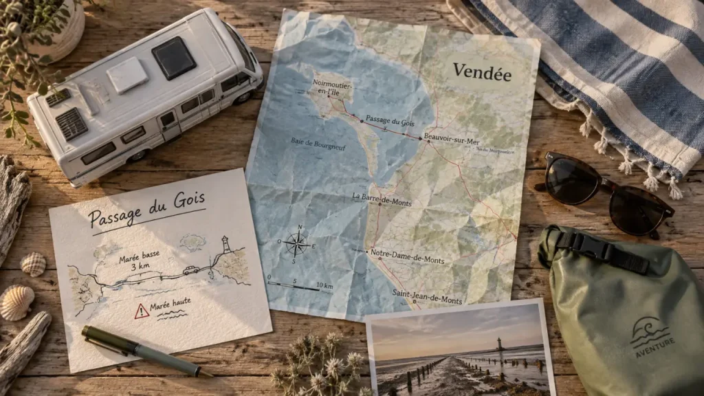 Que visiter en Vendée en camping car : Passage du Gois, marais et îles