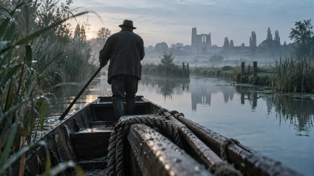 Que visiter en Vendée sud : barque dans le Marais poitevin près de l’abbaye de Maillezais