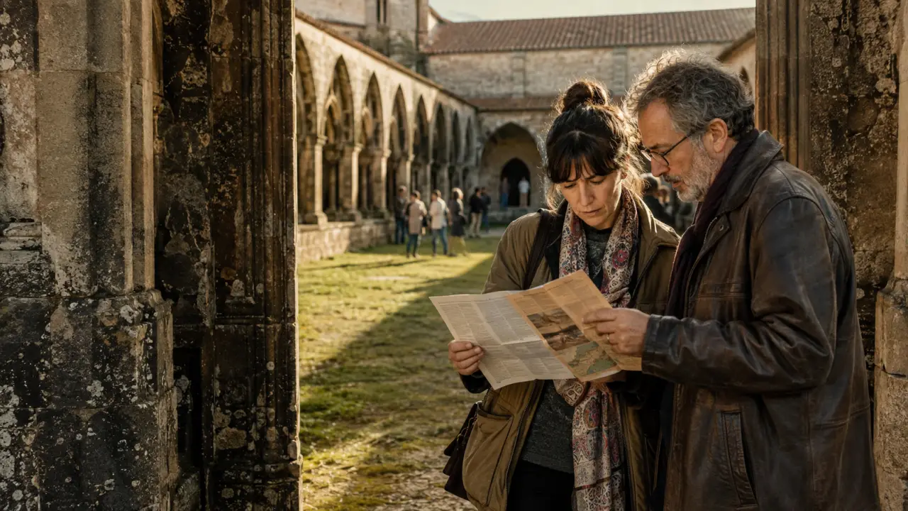 Visite en Vendée journée du patrimoine : couple devant l’abbaye
