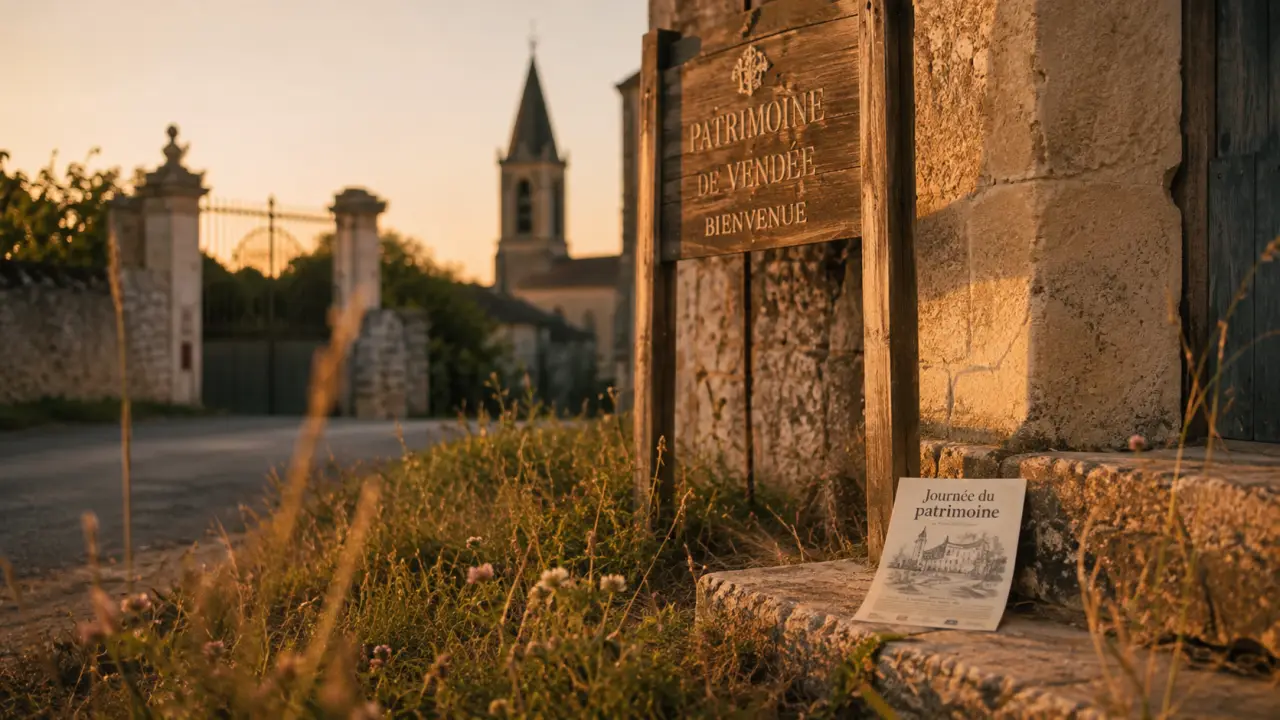 Quoi visiter en Vendée journée du patrimoine : panneau patrimonial et façade ancienne