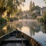 Village du marais poitevin à Coulon sur un canal