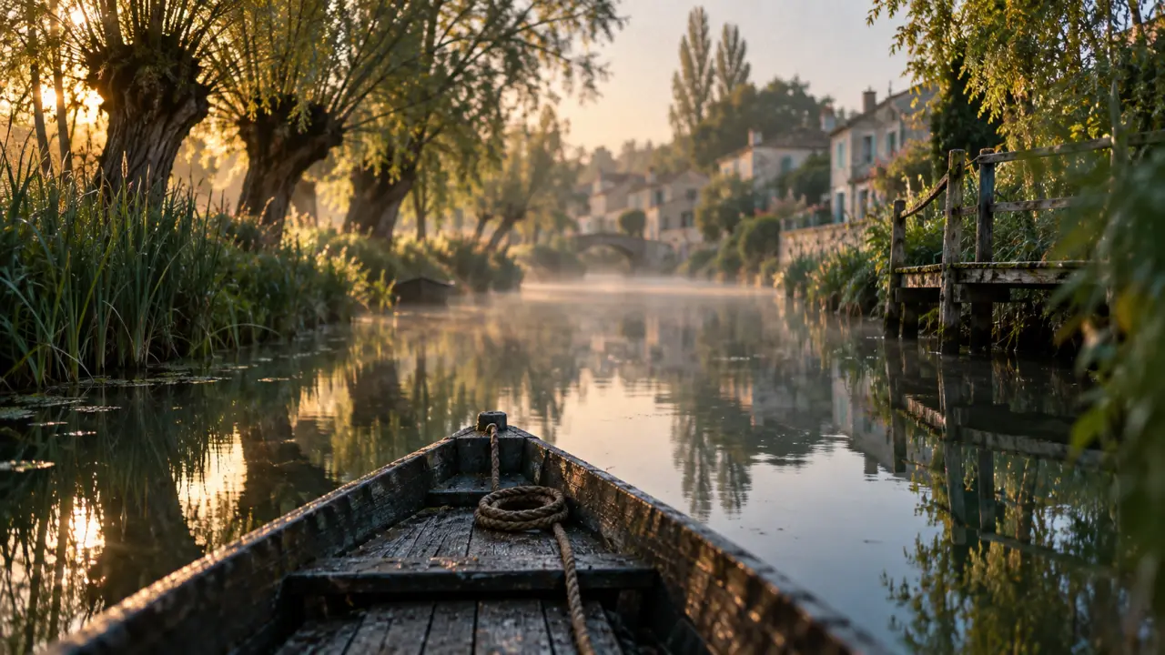 Village du marais poitevin à Coulon sur un canal