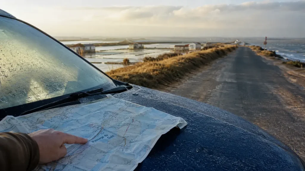 Visiter la vendée en 5 jours : carte vers le Passage du Gois, route côtière et marais