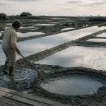 Visiter les marais salants Vendée : saunier dans les marais salants de Noirmoutier et Olonne