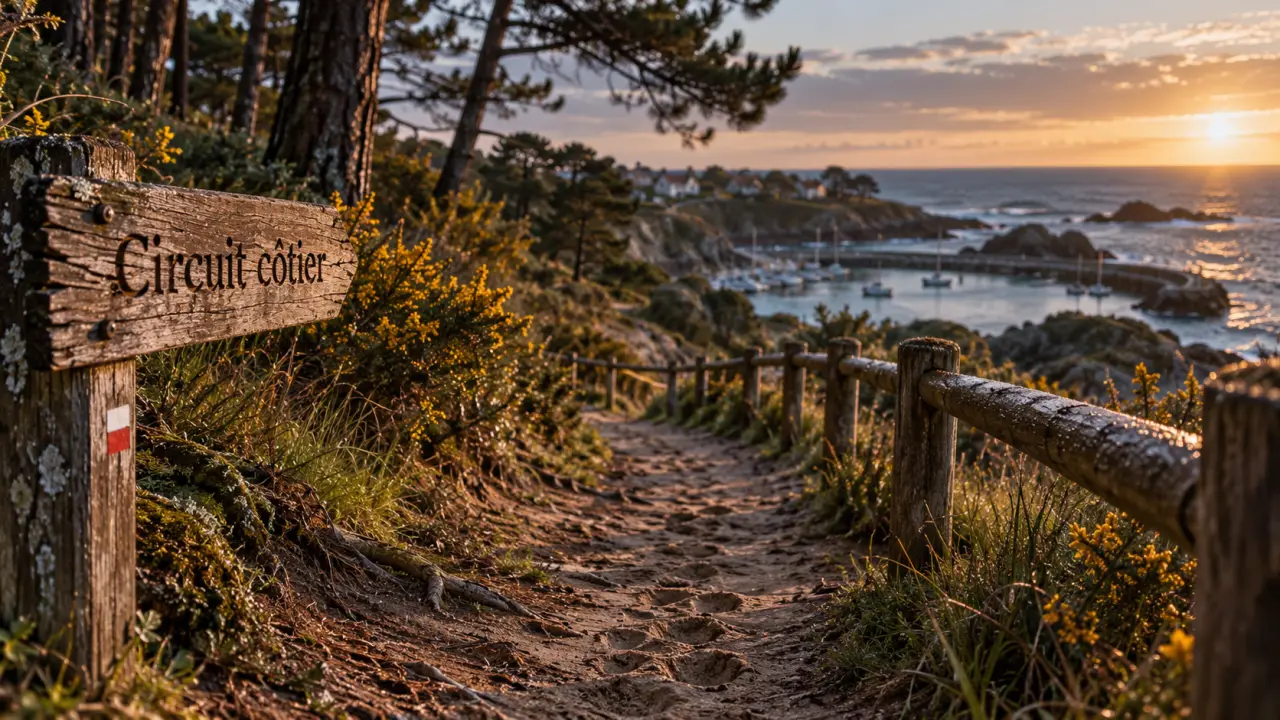 Circuit randonnée Vendée : sentier côtier sable et pins maritimes