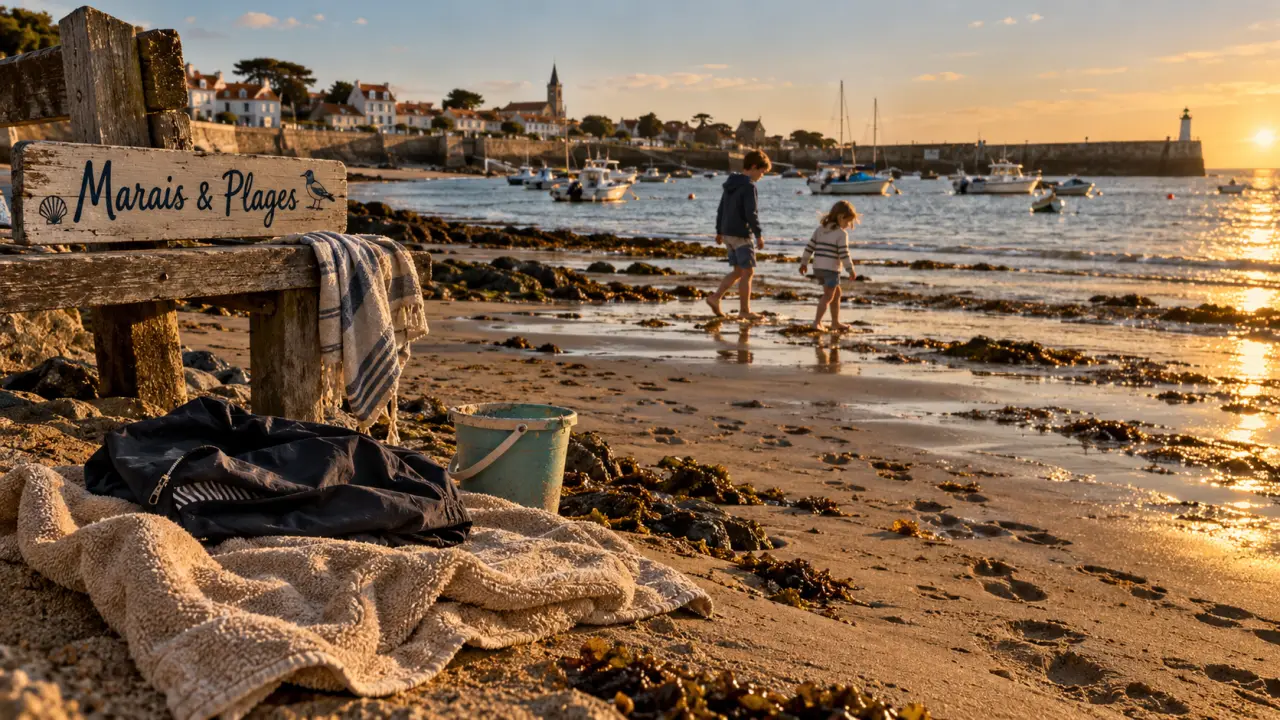 Vacances de la toussaint en Vendée : plage à marée basse, sable et enfants